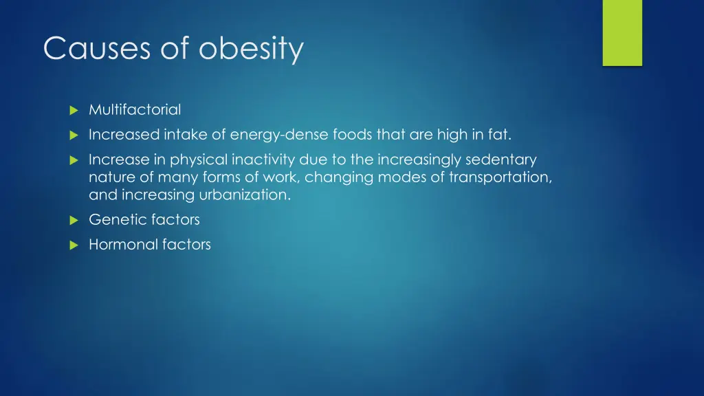 causes of obesity