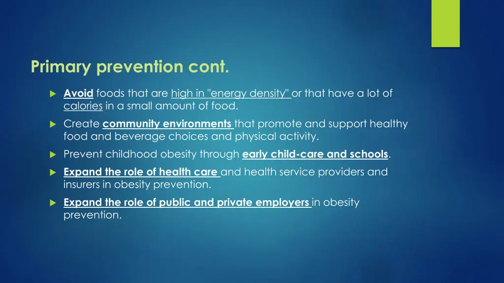 primary prevention cont