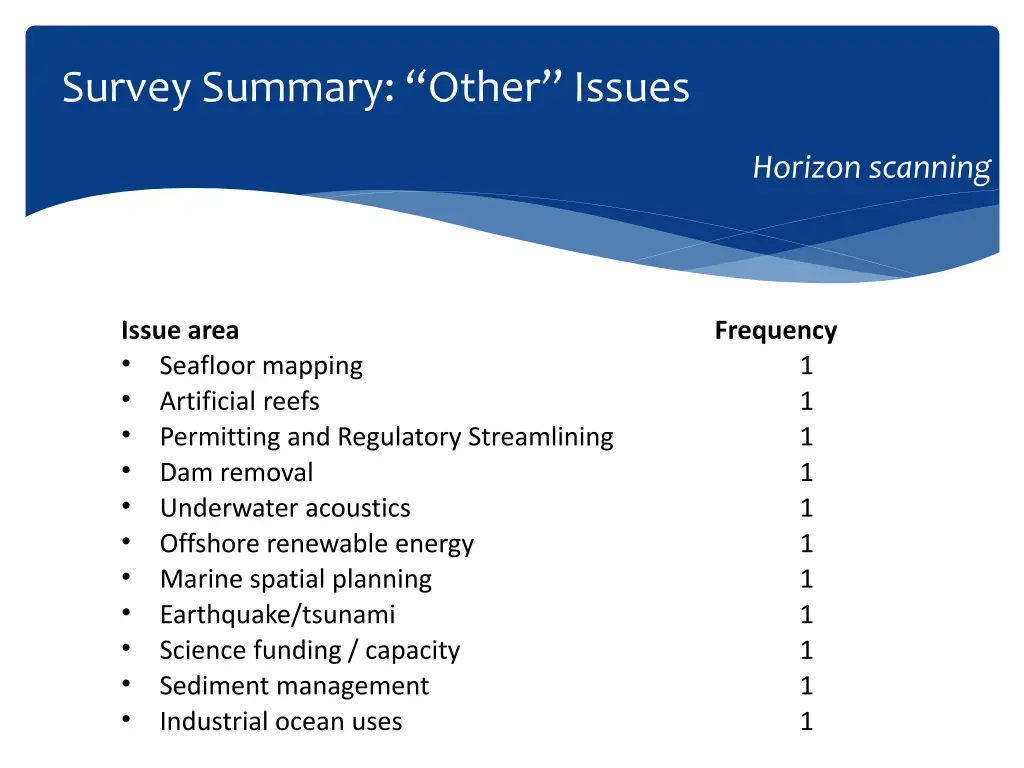 survey summary other issues