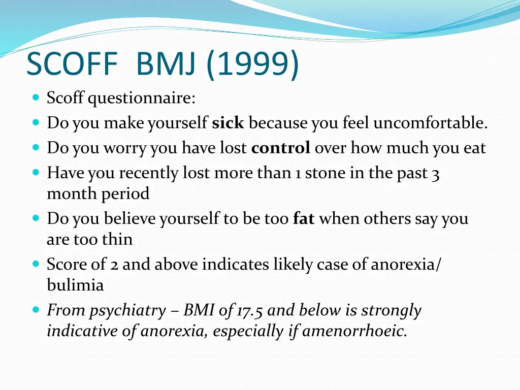 scoff bmj 1999 scoff questionnaire do you make