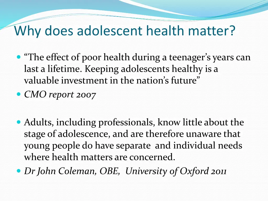 why does adolescent health matter