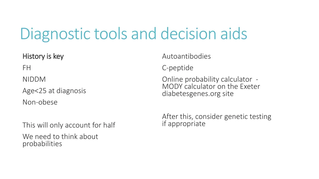 diagnostic tools and decision aids