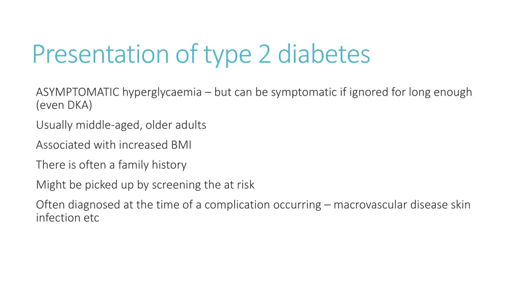 presentation of type 2 diabetes