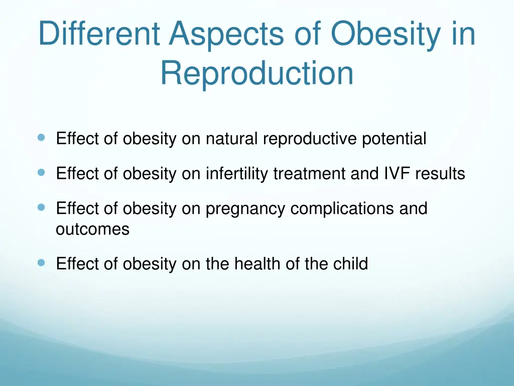 different aspects of obesity in reproduction