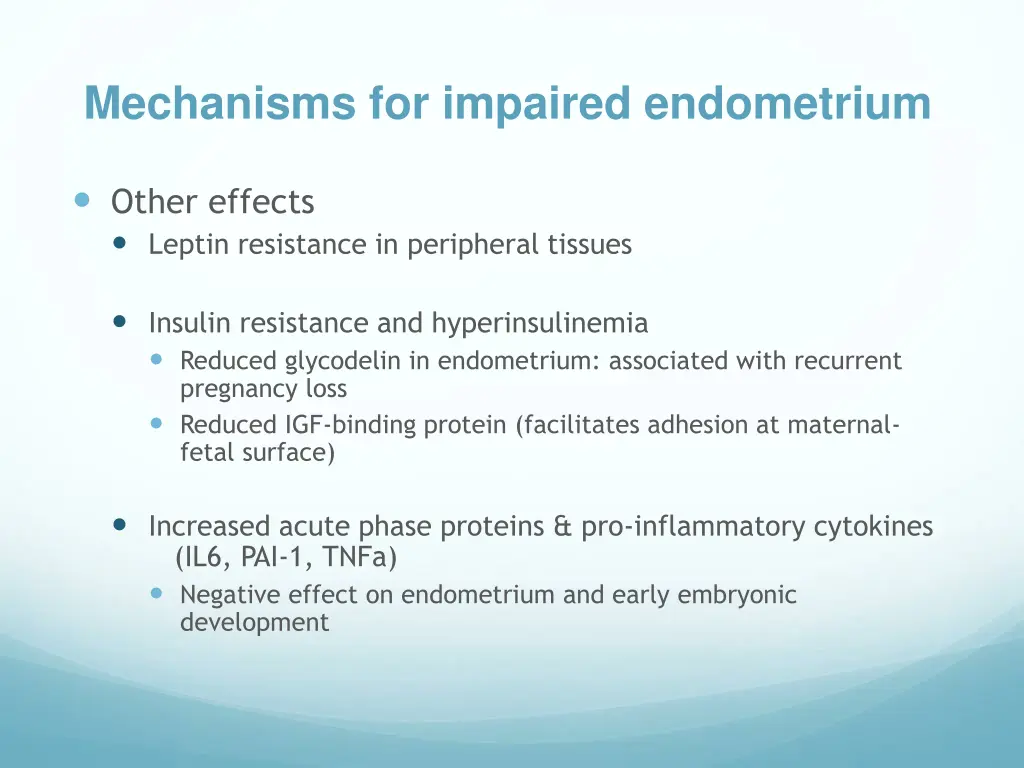 mechanisms for impaired endometrium