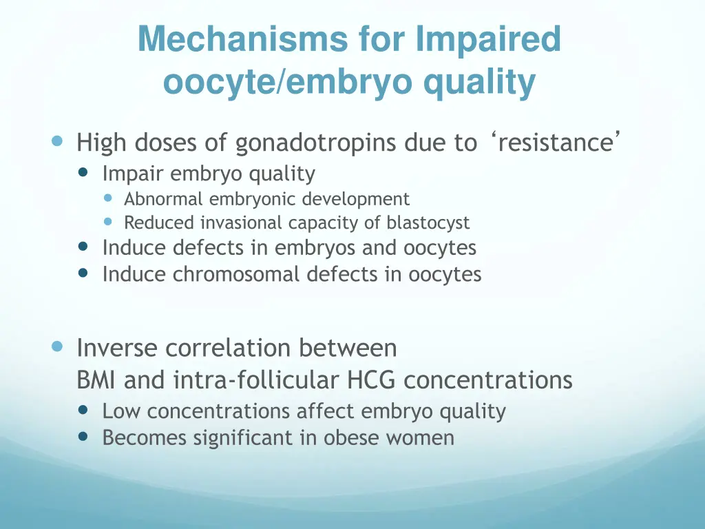 mechanisms for impaired oocyte embryo quality