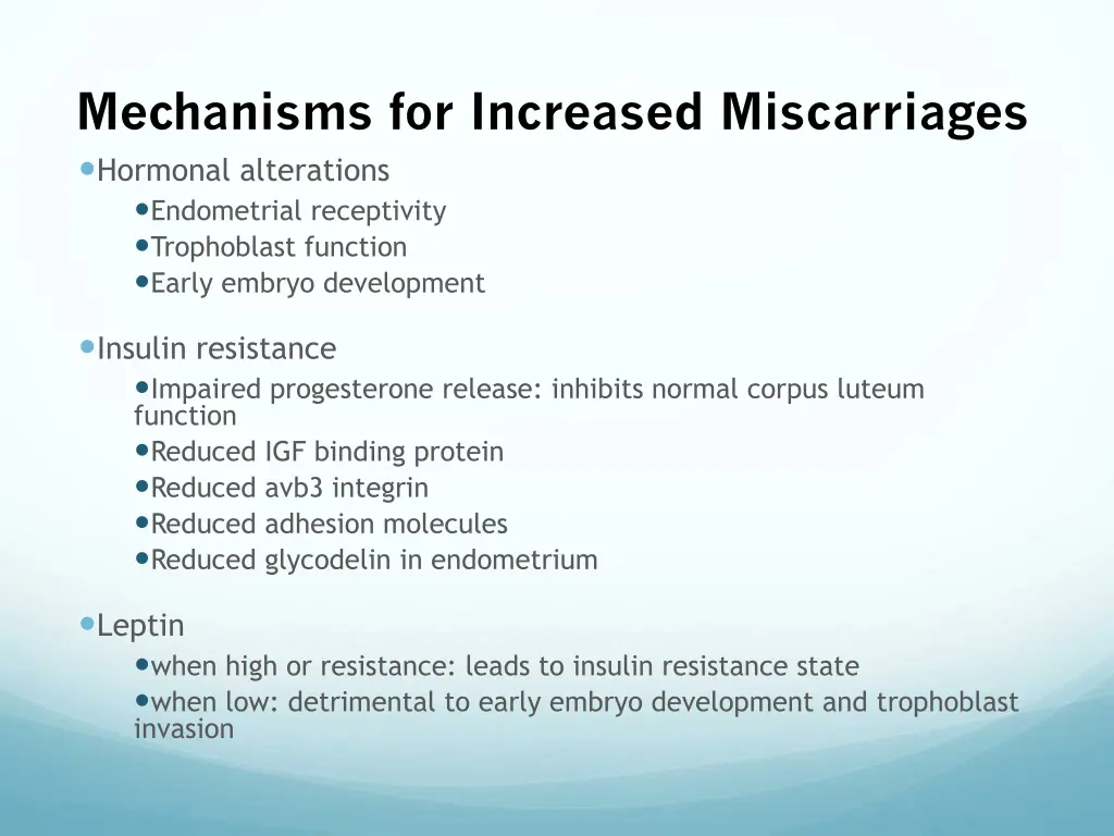 mechanisms for increased miscarriages