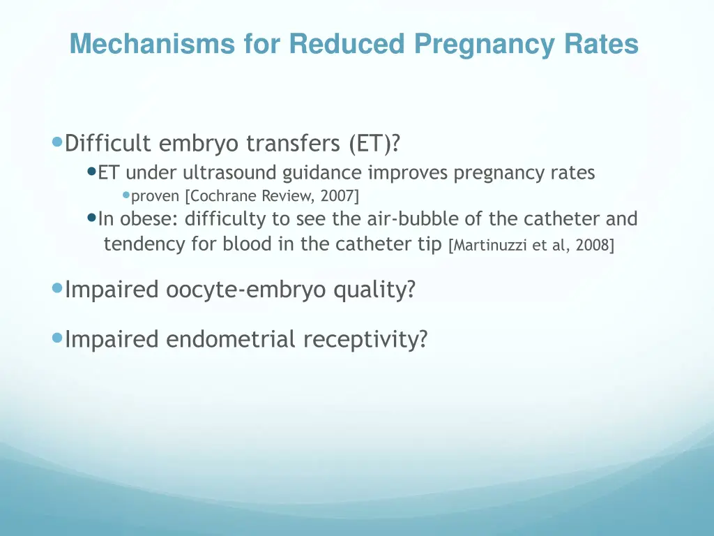 mechanisms for reduced pregnancy rates