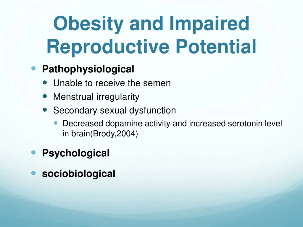 obesity and impaired reproductive potential