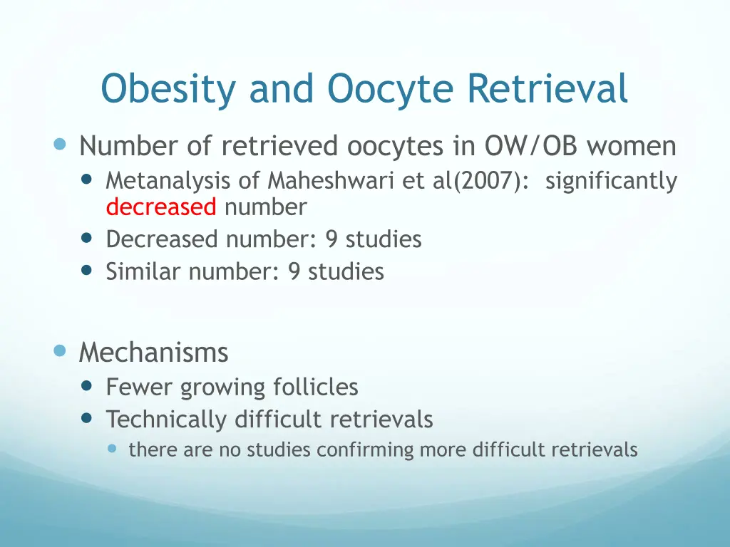 obesity and oocyte retrieval