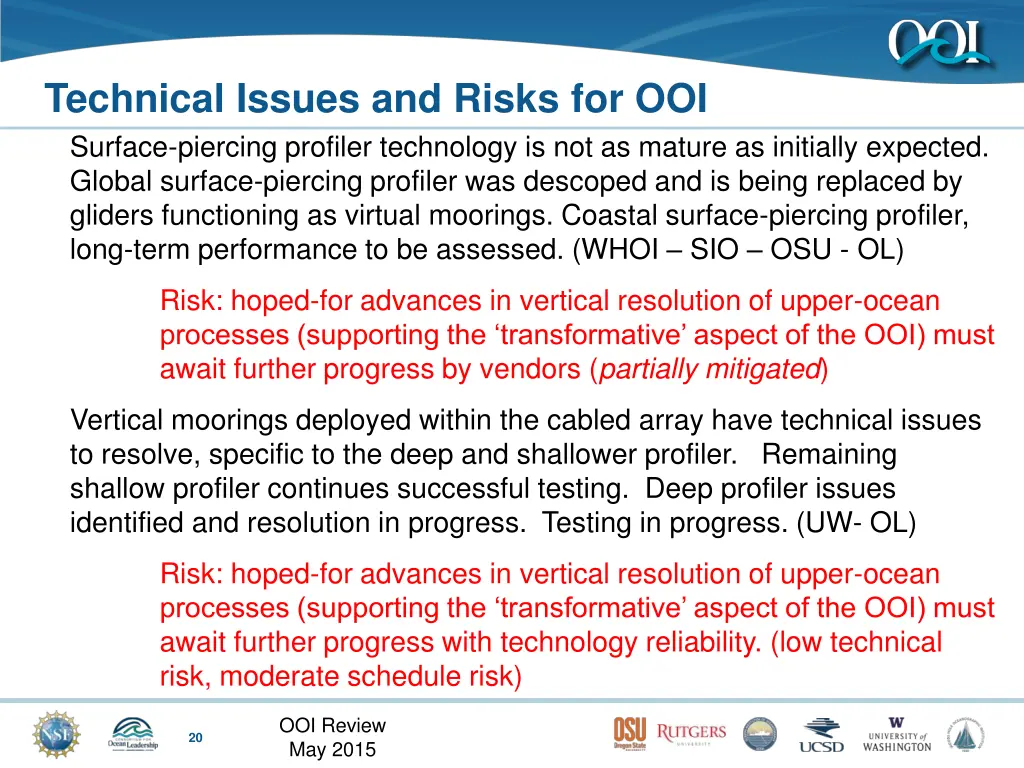 technical issues and risks for ooi surface