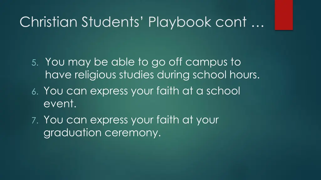 christian students playbook cont