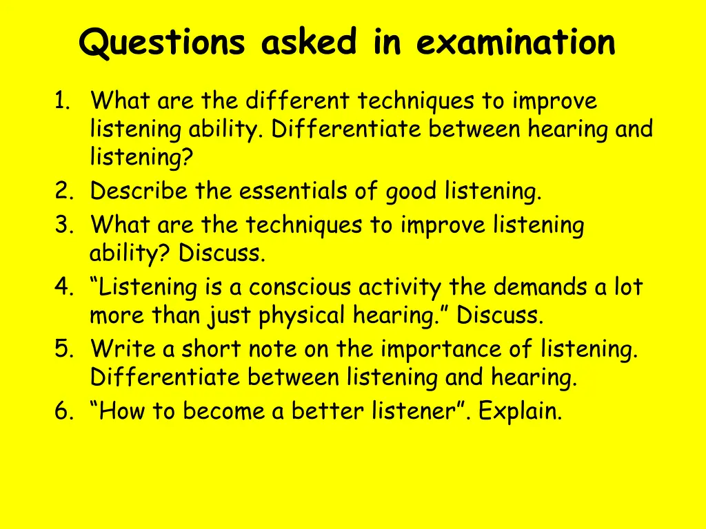 questions asked in examination