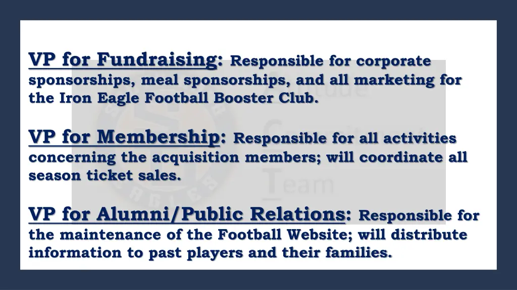 vp for fundraising responsible for corporate