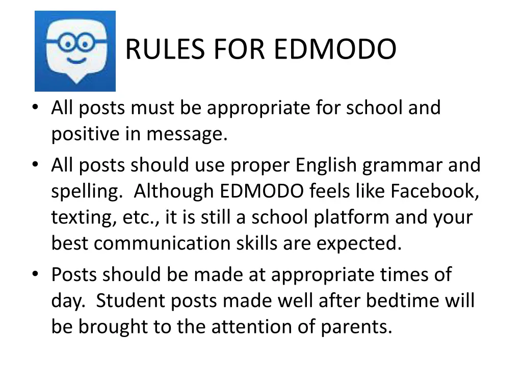 rules for edmodo