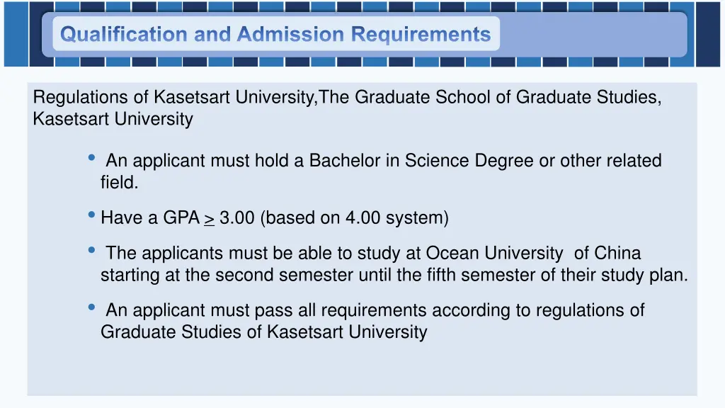 qualification and admission requirements