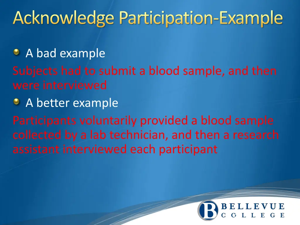 acknowledge participation example