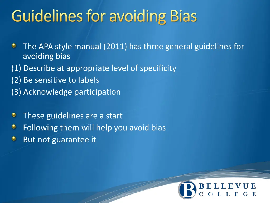 guidelines for avoiding bias