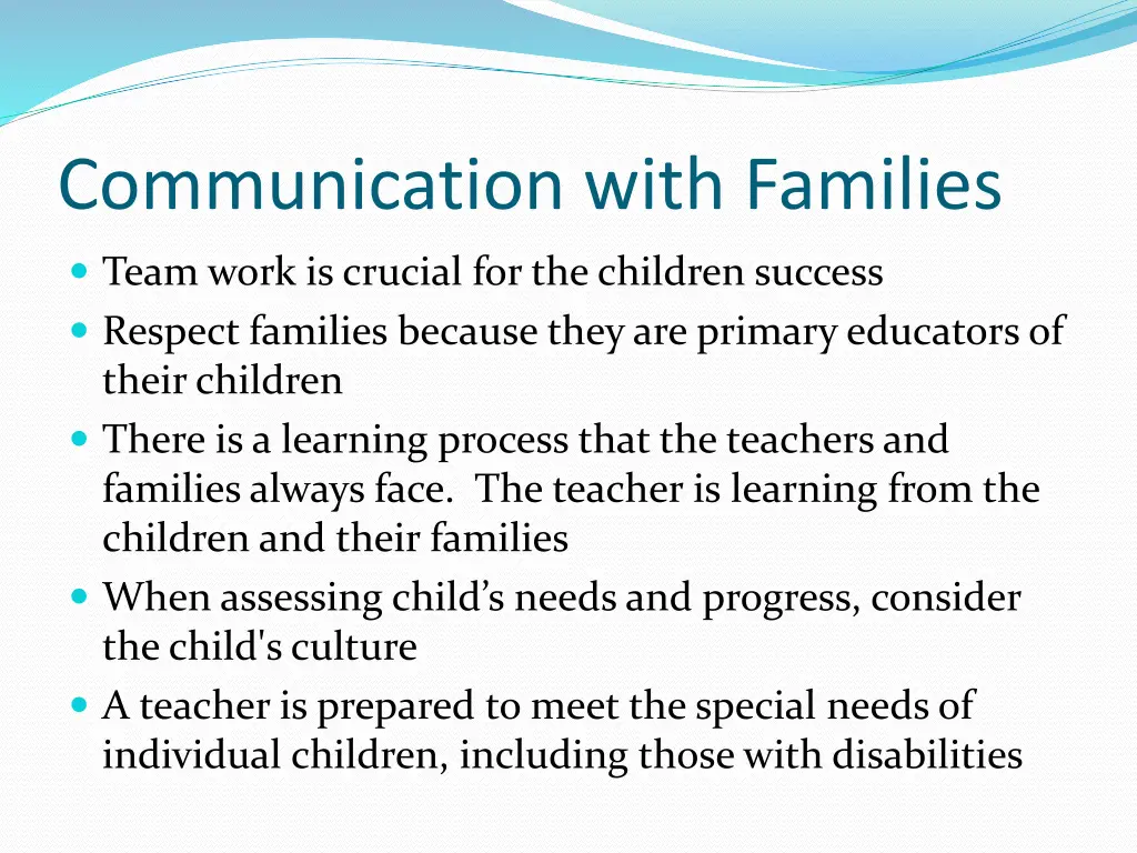 communication with families