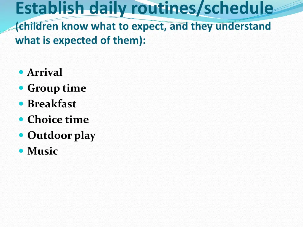 establish daily routines schedule children know