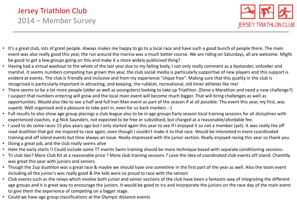 jersey triathlon club 2014 member survey 4