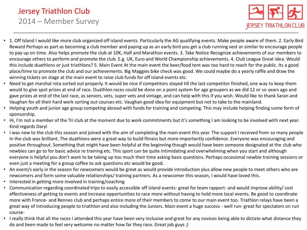 jersey triathlon club 2014 member survey 5