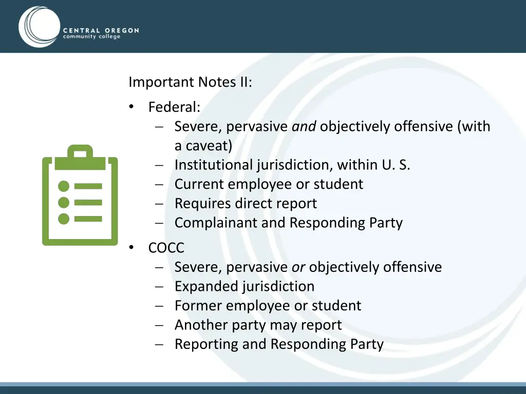 important notes ii federal severe pervasive