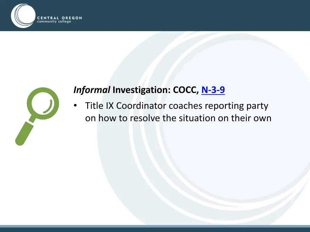 informal investigation cocc n 3 9 title