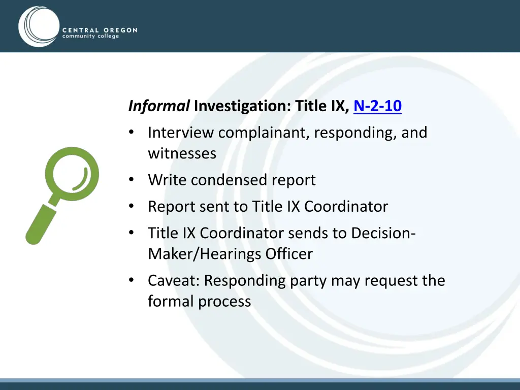 informal investigation title ix n 2 10 interview