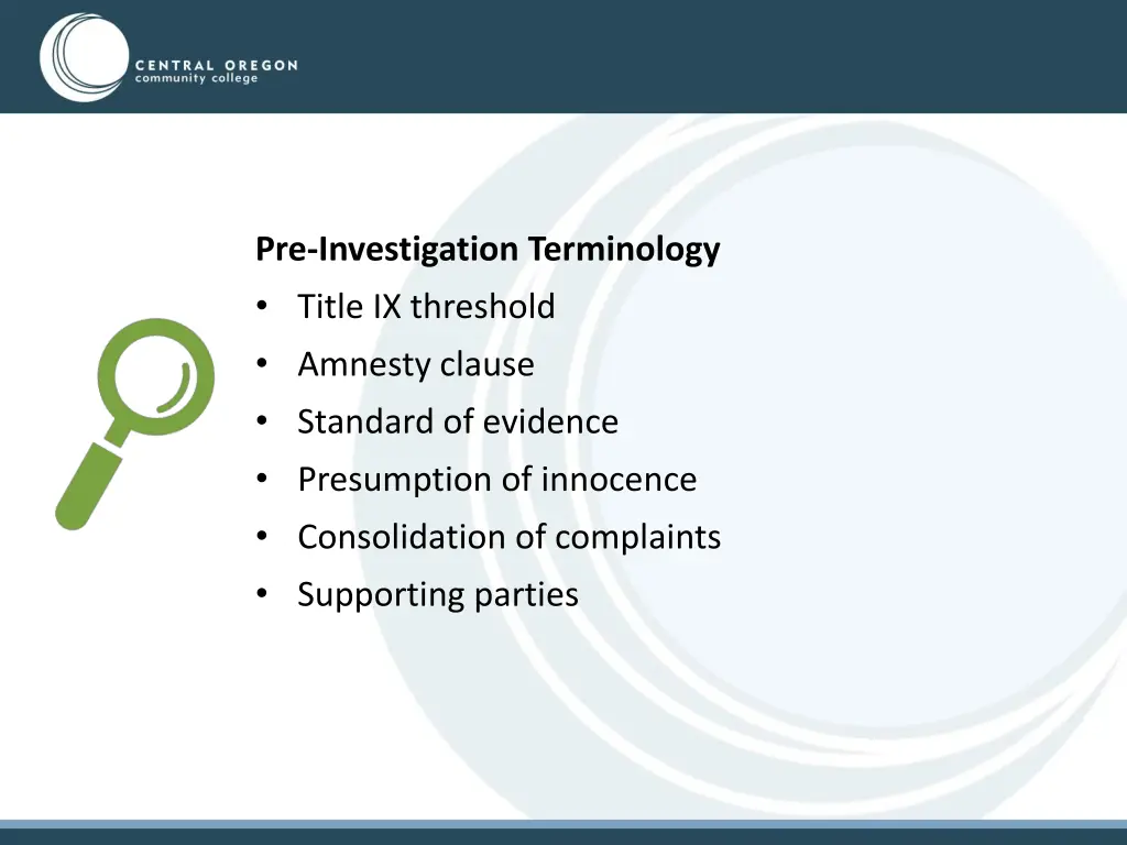 pre investigation terminology title ix threshold