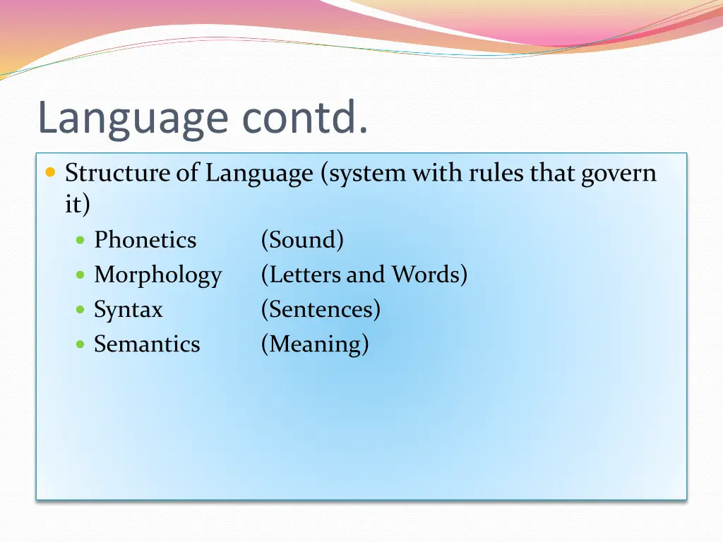 language contd