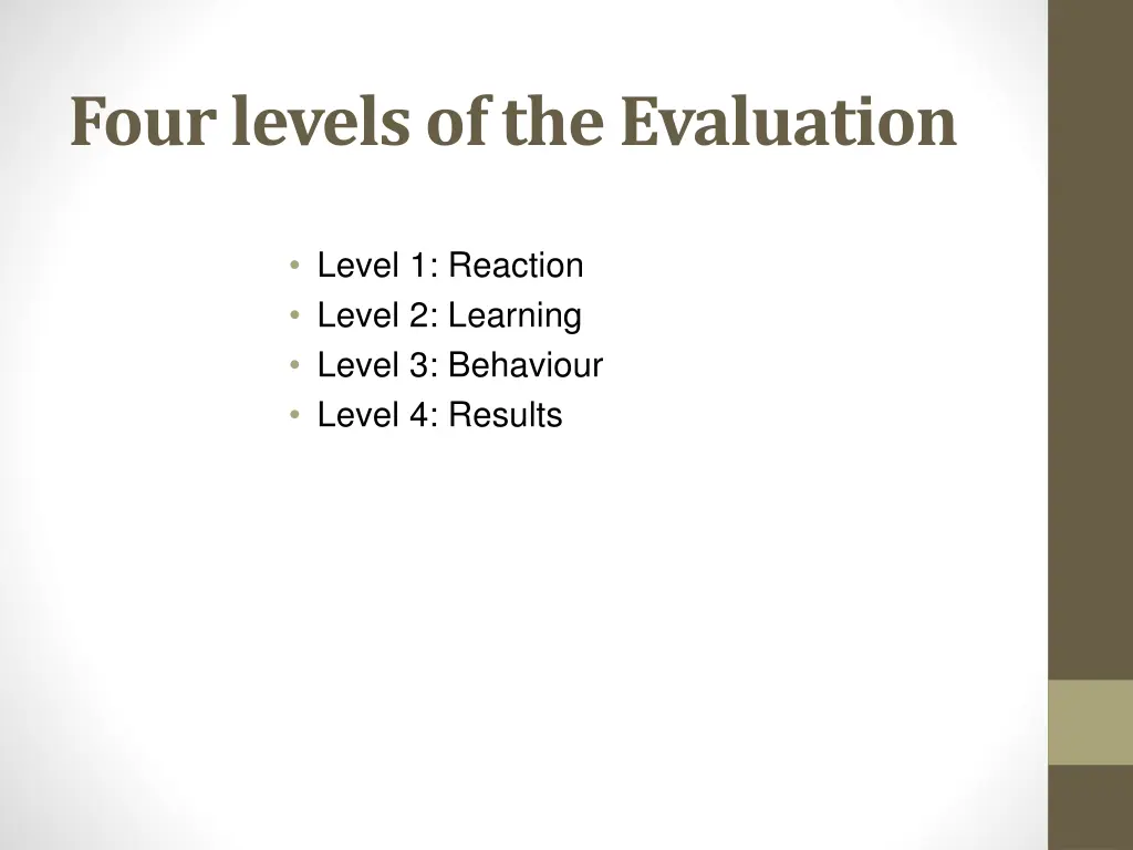 four levels of the evaluation