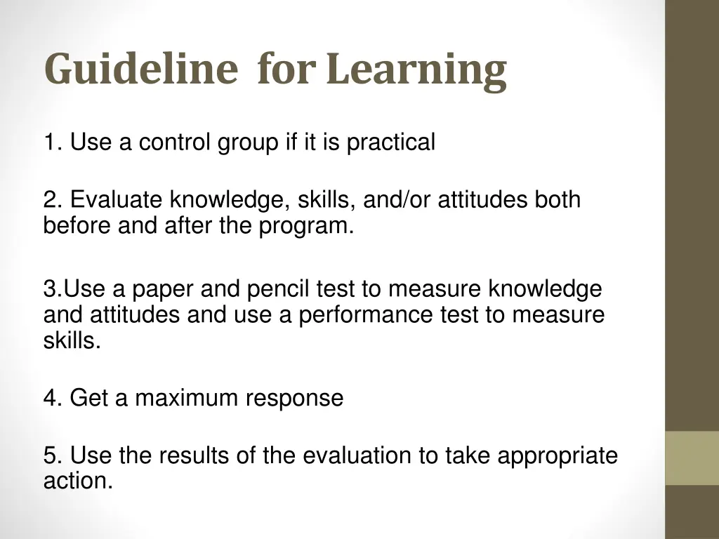 guideline for learning