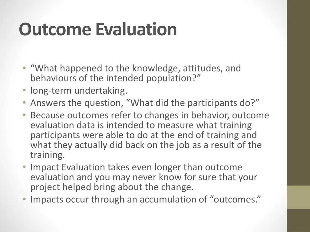 outcome evaluation