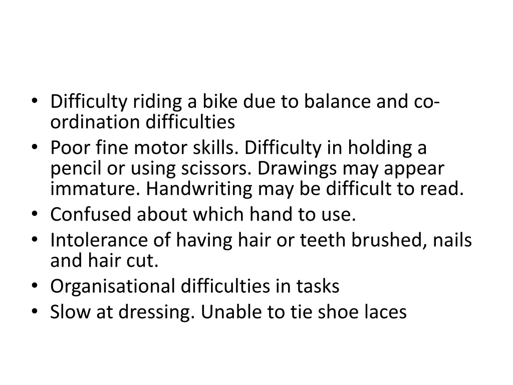 difficulty riding a bike due to balance