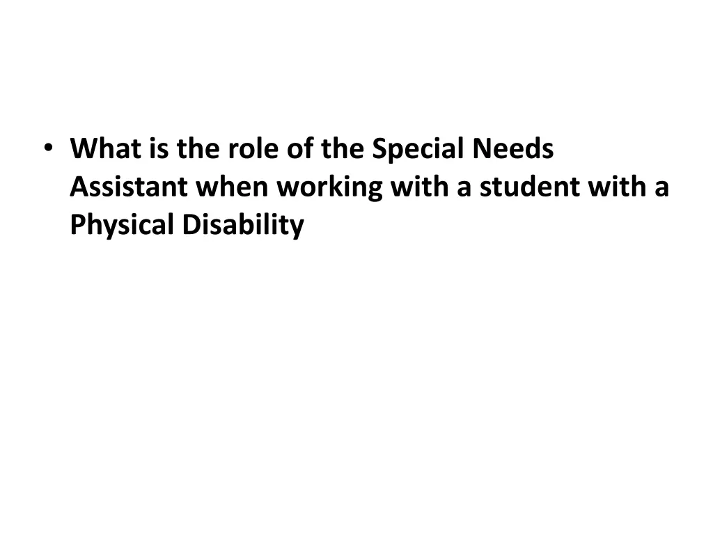 what is the role of the special needs assistant