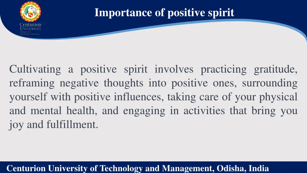 importance of positive spirit