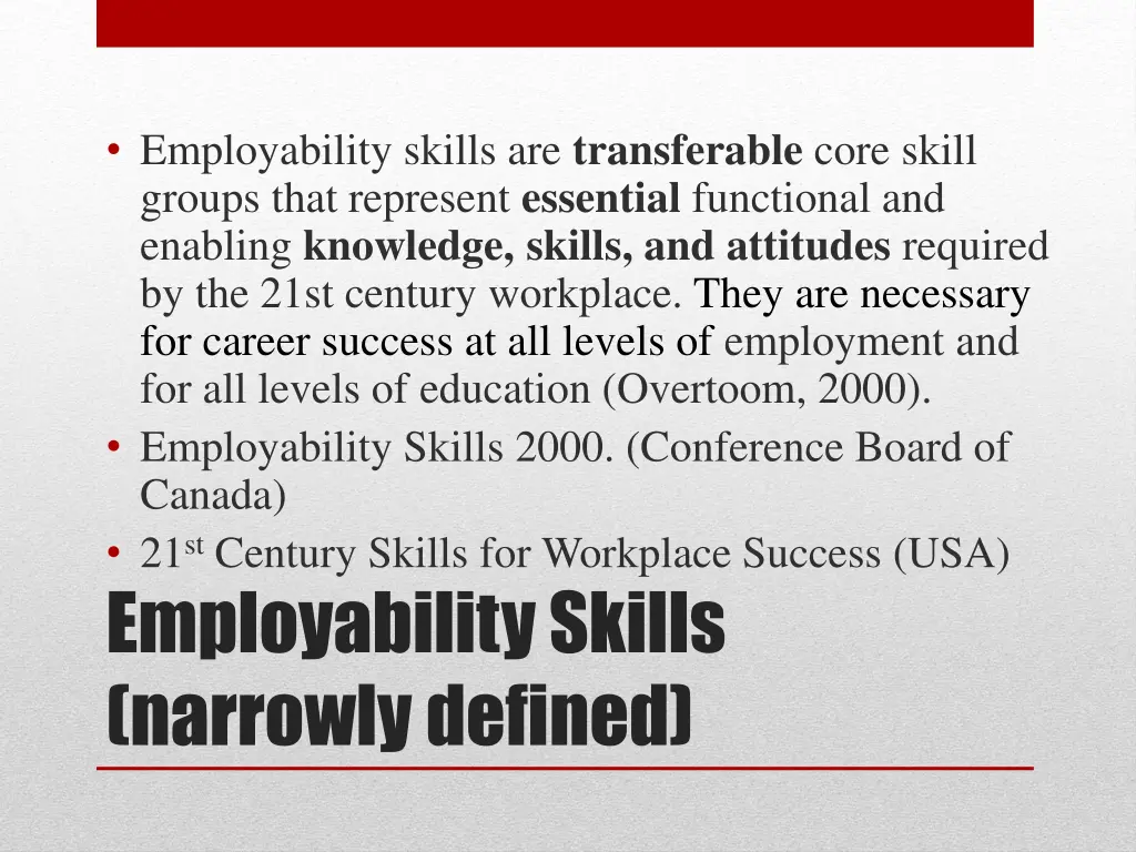 employability skills are transferable core skill