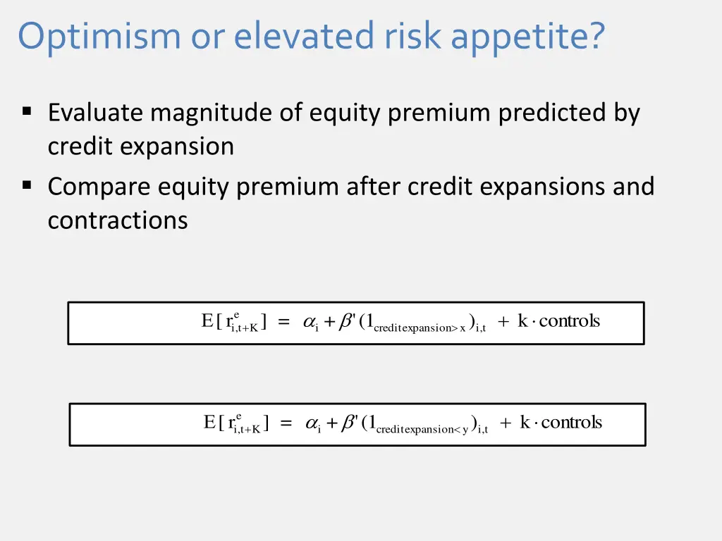 optimism or elevated risk appetite