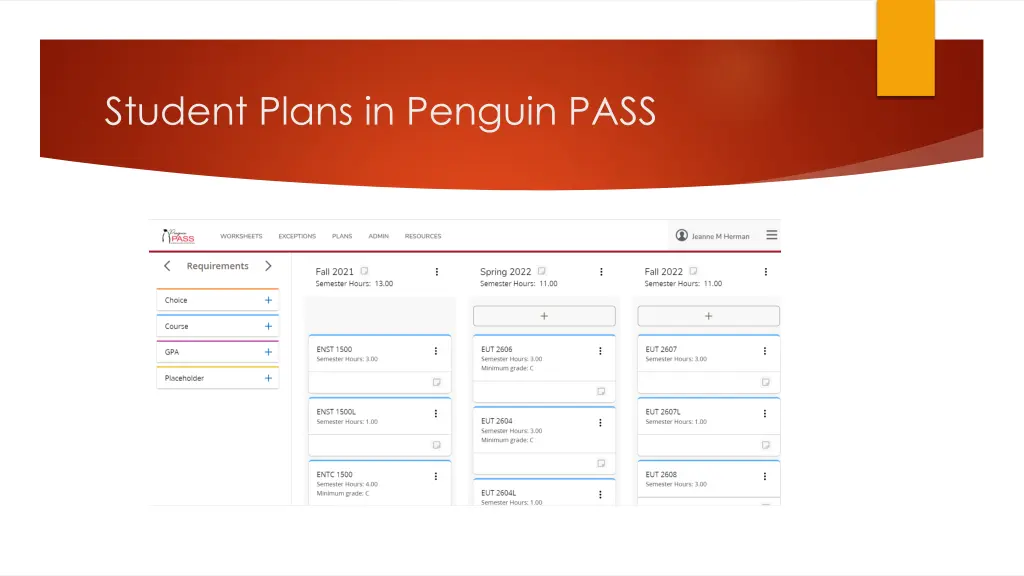 student plans in penguin pass