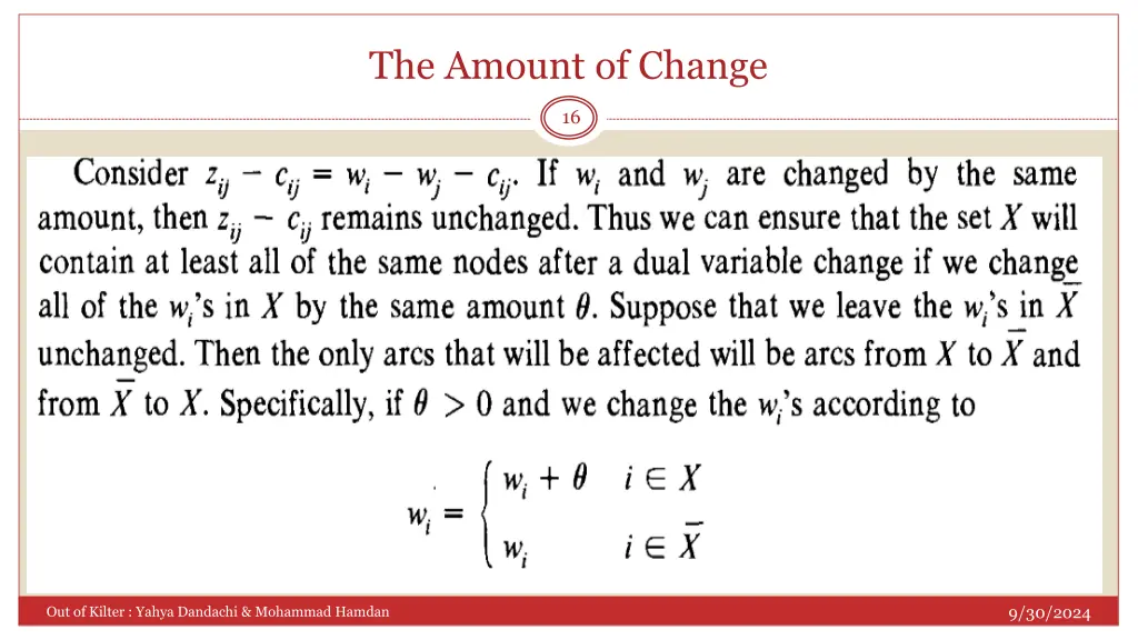 the amount of change