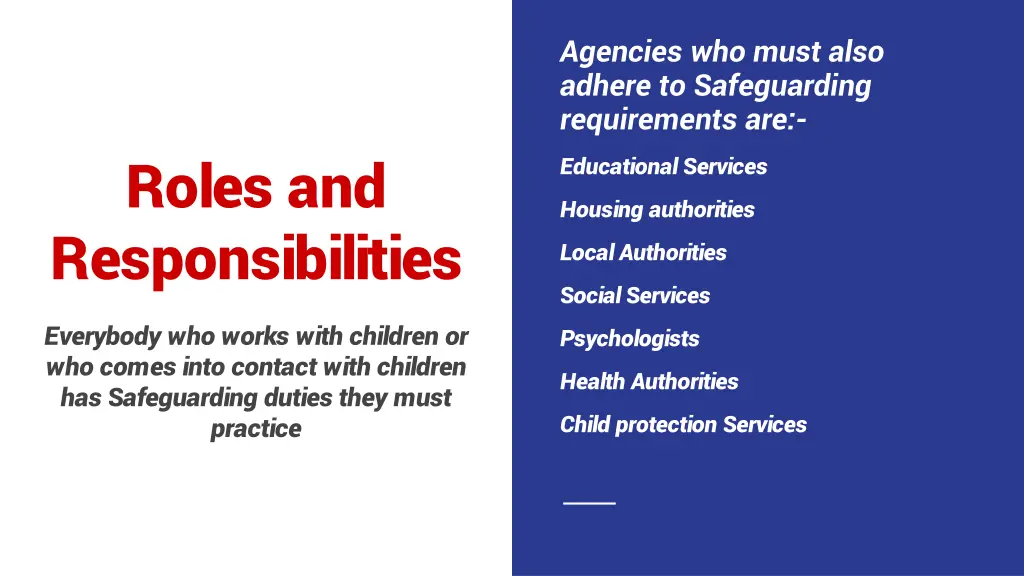 agencies who must also adhere to safeguarding