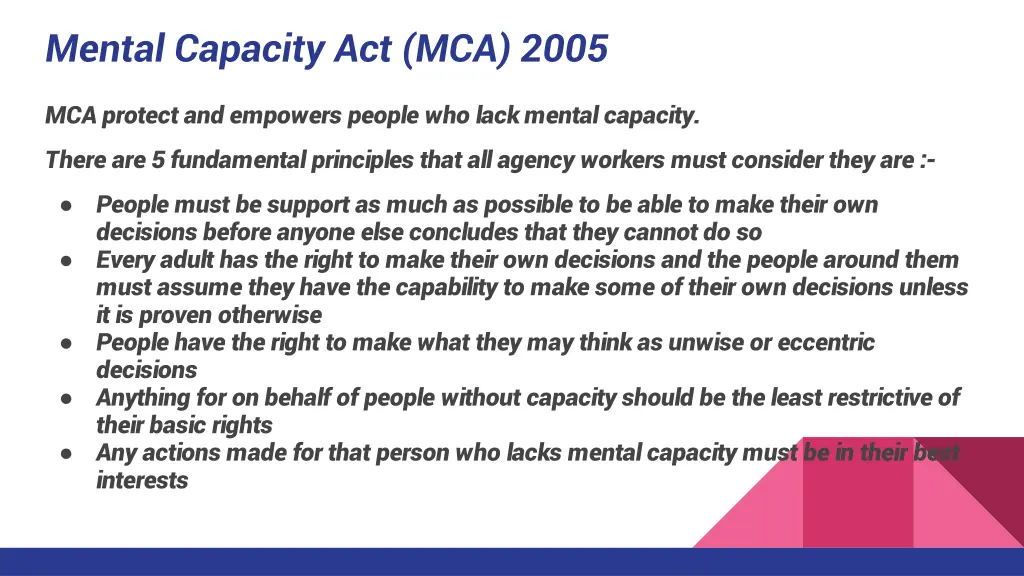 mental capacity act mca 2005