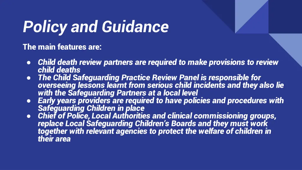 policy and guidance 1