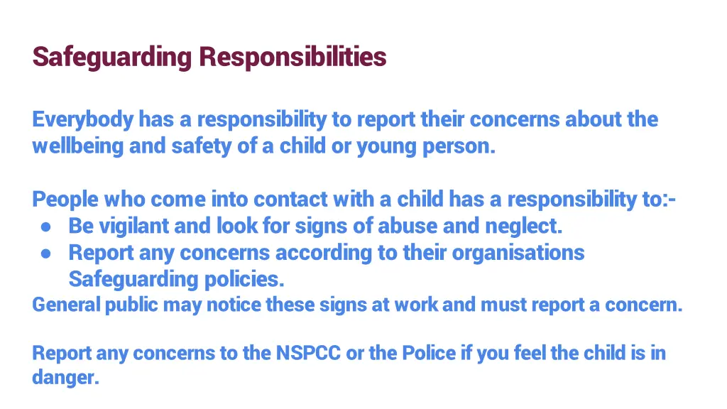 safeguarding responsibilities