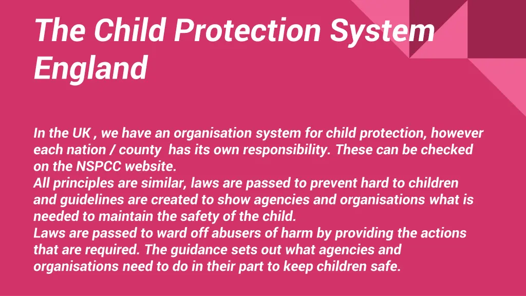 the child protection system england