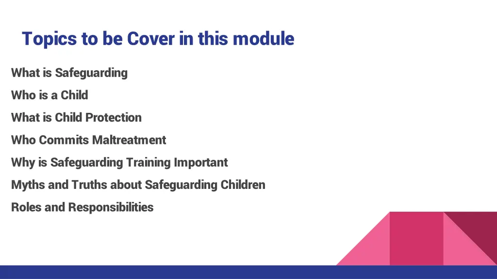 topics to be cover in this module