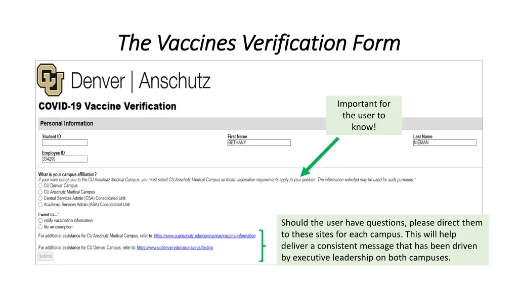 the vaccines verification form the vaccines