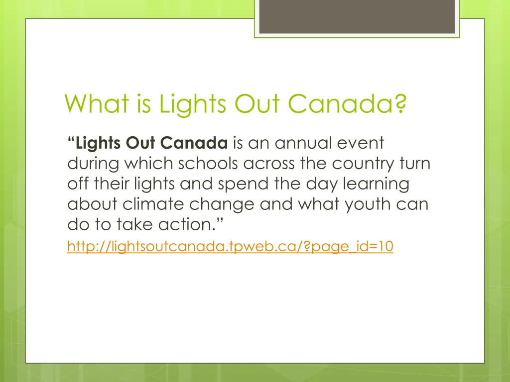 what is lights out canada