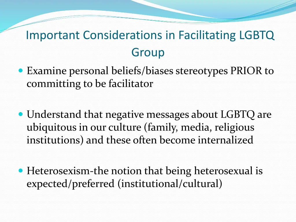 important considerations in facilitating lgbtq